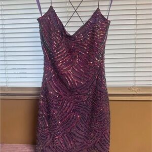 Elegant Purple Sequin Dress